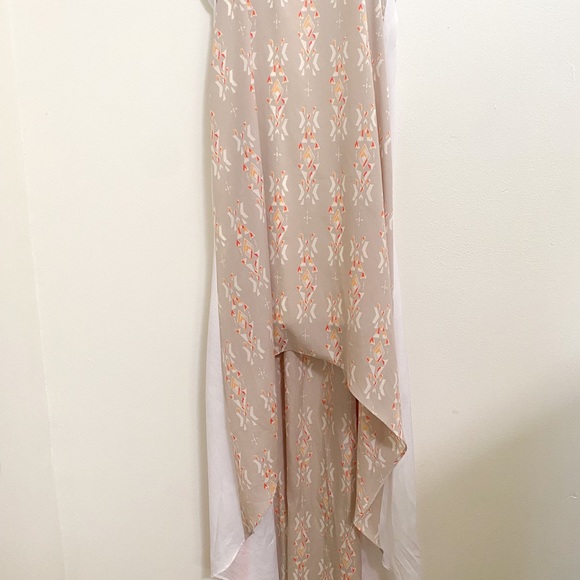 Asher by Fab’rik Taupe Pattern High Low Dress, S - Picture 3 of 8